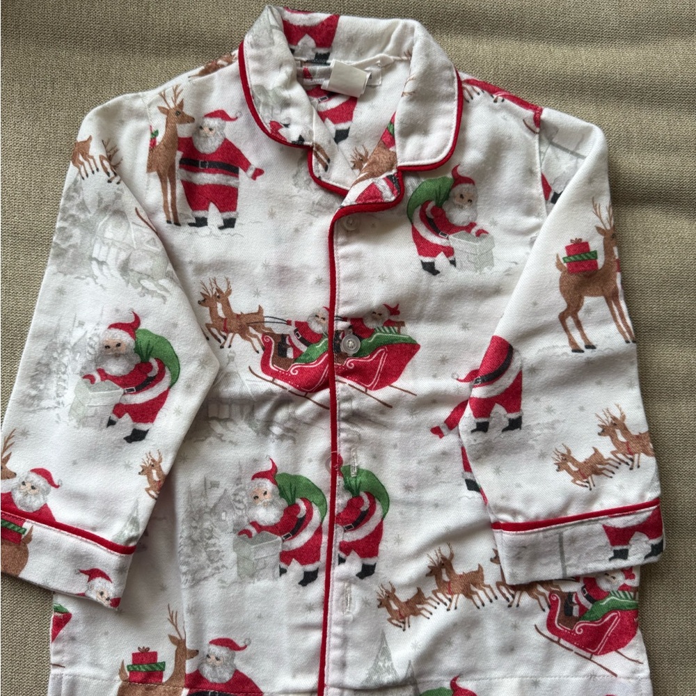 Pottery Barn Kids Festive Santa Pajama Top